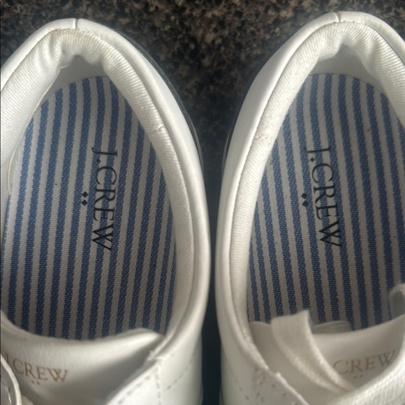 JCrew White Sneakers with Green and Blue Stripes - Picture 3 of 10